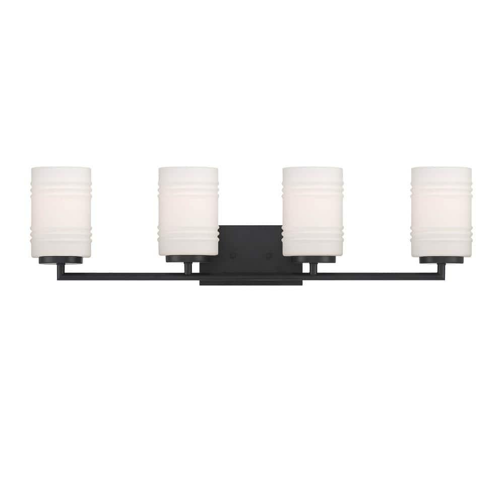 Leavenworth Sleek Matte Black 33" Outdoor Vanity Light with Etched Glass