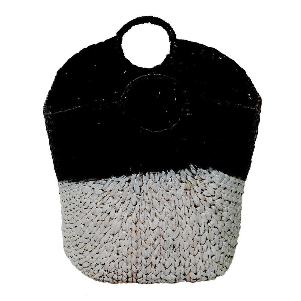 CosmoLiving by Cosmopolitan 22" x 19" Black Seagrass Handmade Large Woven Storage Basket with Handles, 1-Piece