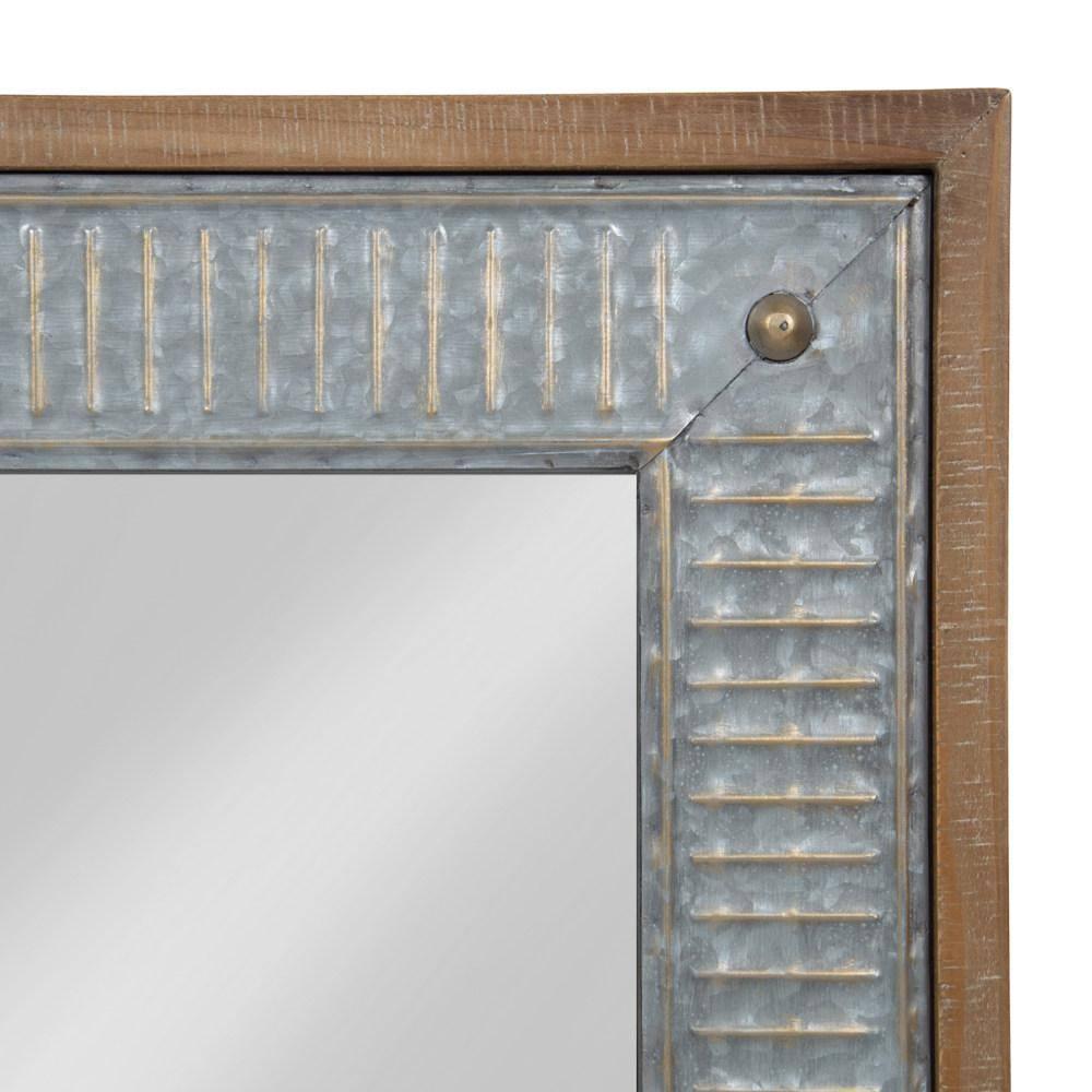 Kate and Laurel Deely Farmhouse Wood and Metal Wall Mirror, Rustic Brown