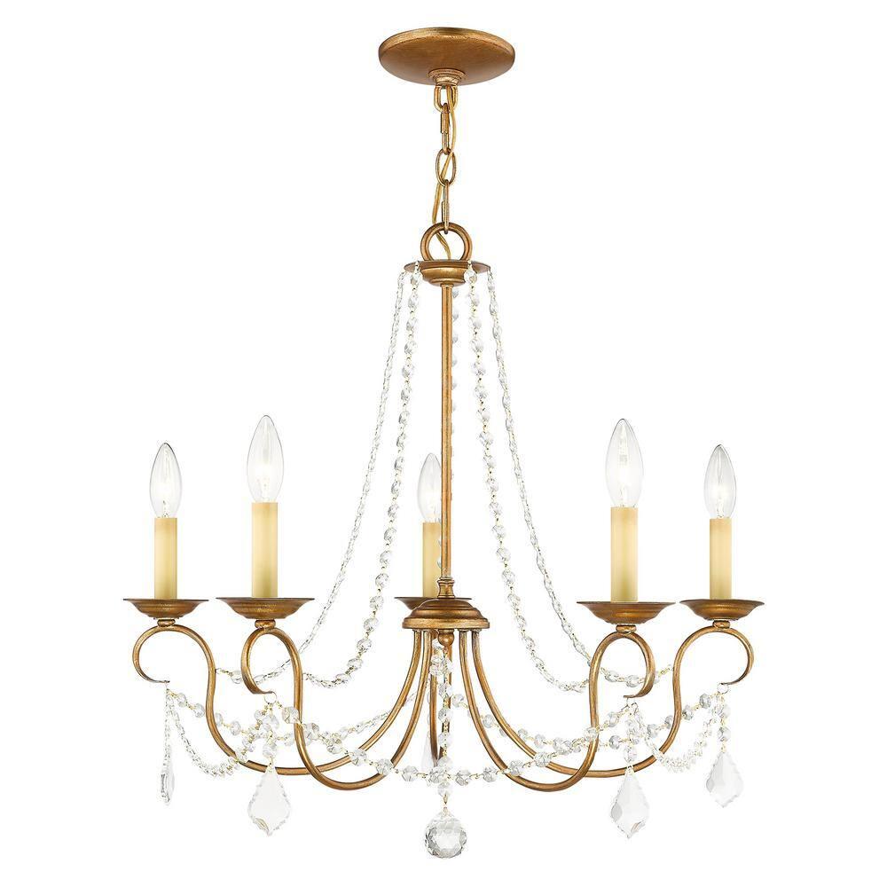 Livex Lighting Pennington 5 - Light Chandelier in  Antique Gold Leaf