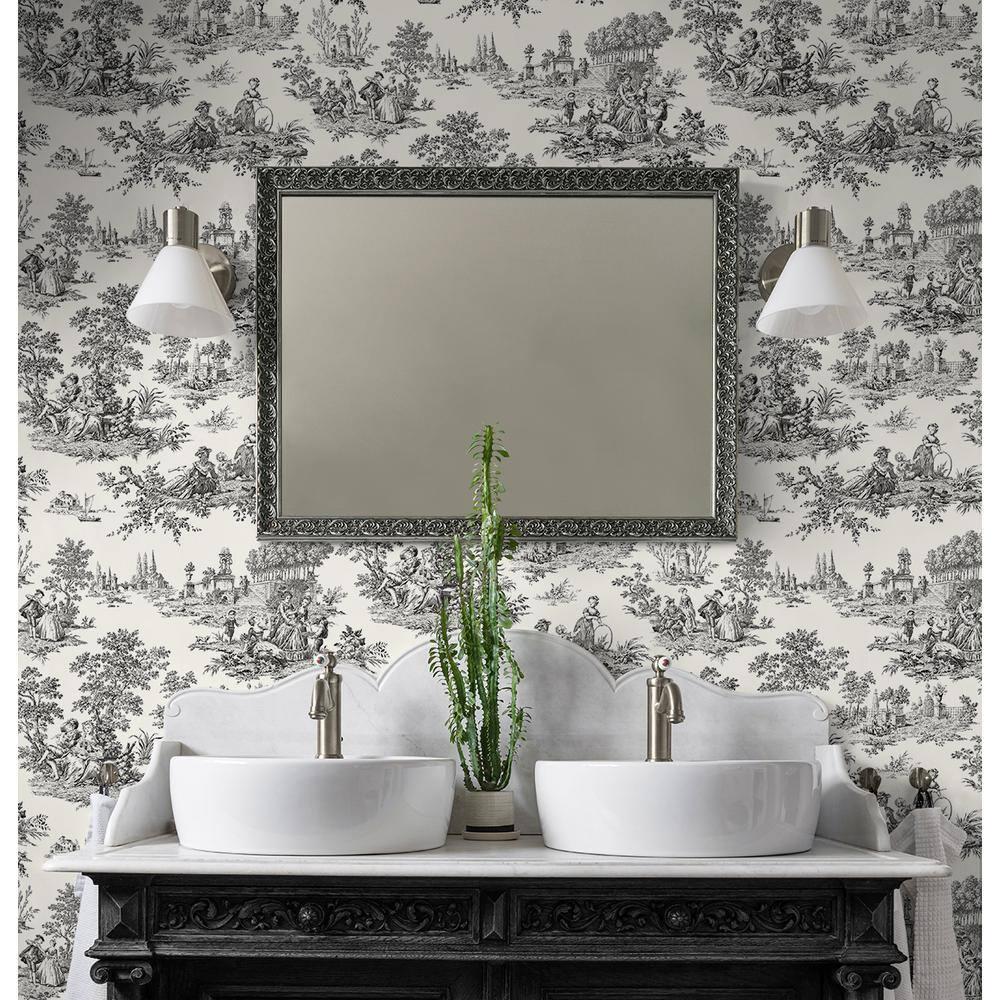NextWall Inkwell Chateau Toile Peel and Stick Wallpaper