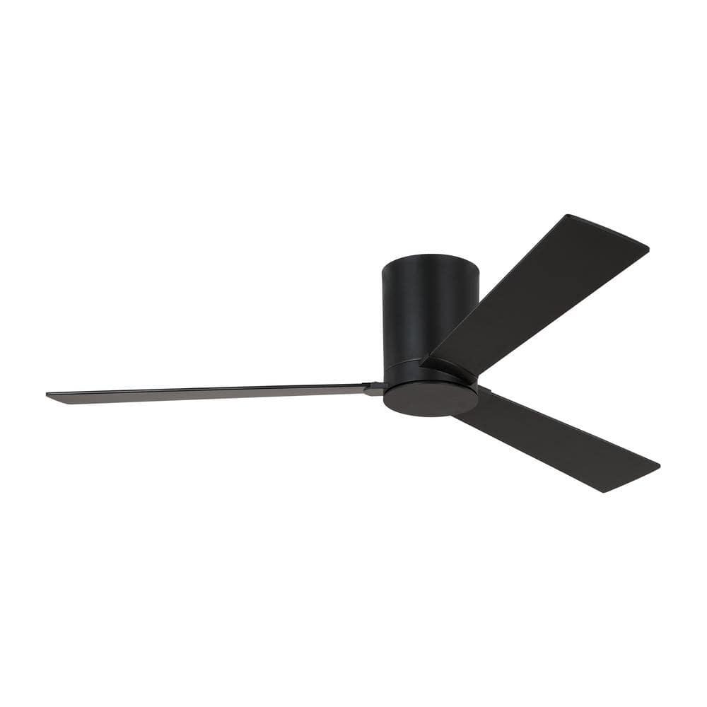 Monte Carlo 3RZHR52MBK Rozzen Hugger 52" Black Ceiling Fan with Remote Control, Reversible DC Motor, Damp Rated, 3 Reversible Blades (Midnight Black and American Walnut)