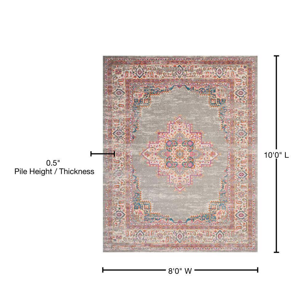 Nourison Passion Medallion Bohemian Indoor Rug Grey 8' x 10'