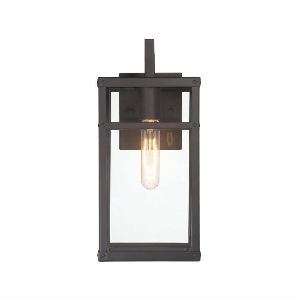 Robert Stevenson Lighting Blake Modern Metal and Clear Glass Paneled Wall Mounted Outdoor Light Black: ETL Listed, 1-Light Sconce, No Switch