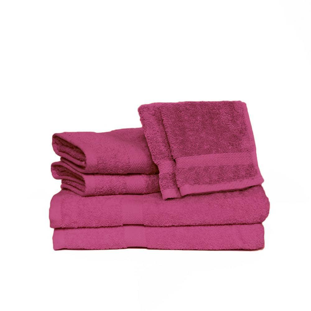 Deluxe Basics 6-Piece Solid Luxury Towel Set, Magenta