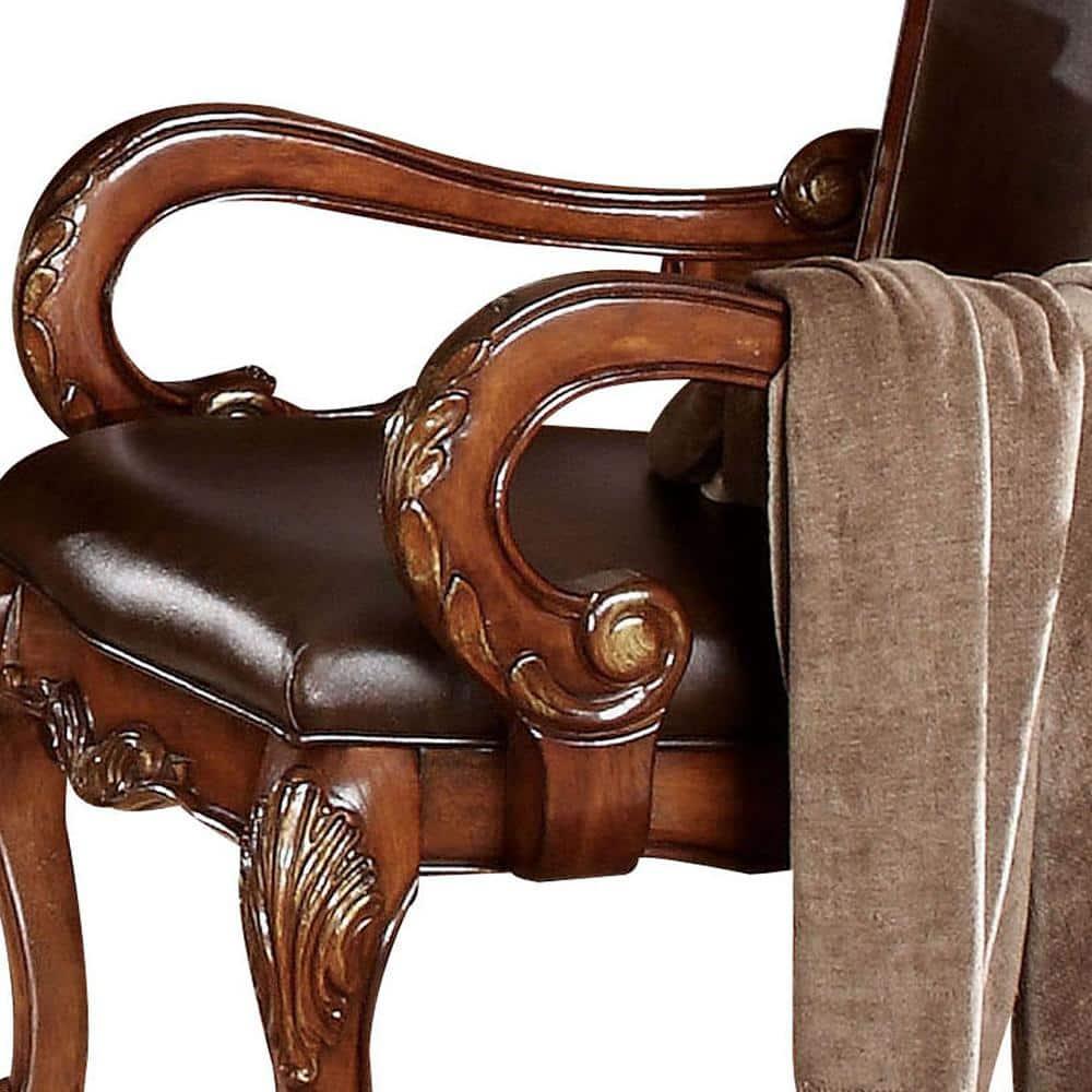Acme Furniture Dresden Dining Chairs Brown Synthetic Leather/Cherry Oak Finish