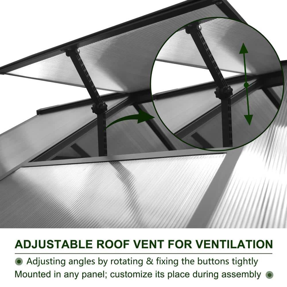 VEIKOUS 8' x 6' Greenhouse for Outdoor Heavy Duty Polycarbonate Garden Plants Greenhouse Kit w/ Aluminum Frame, Lockable Door and Window, Grey