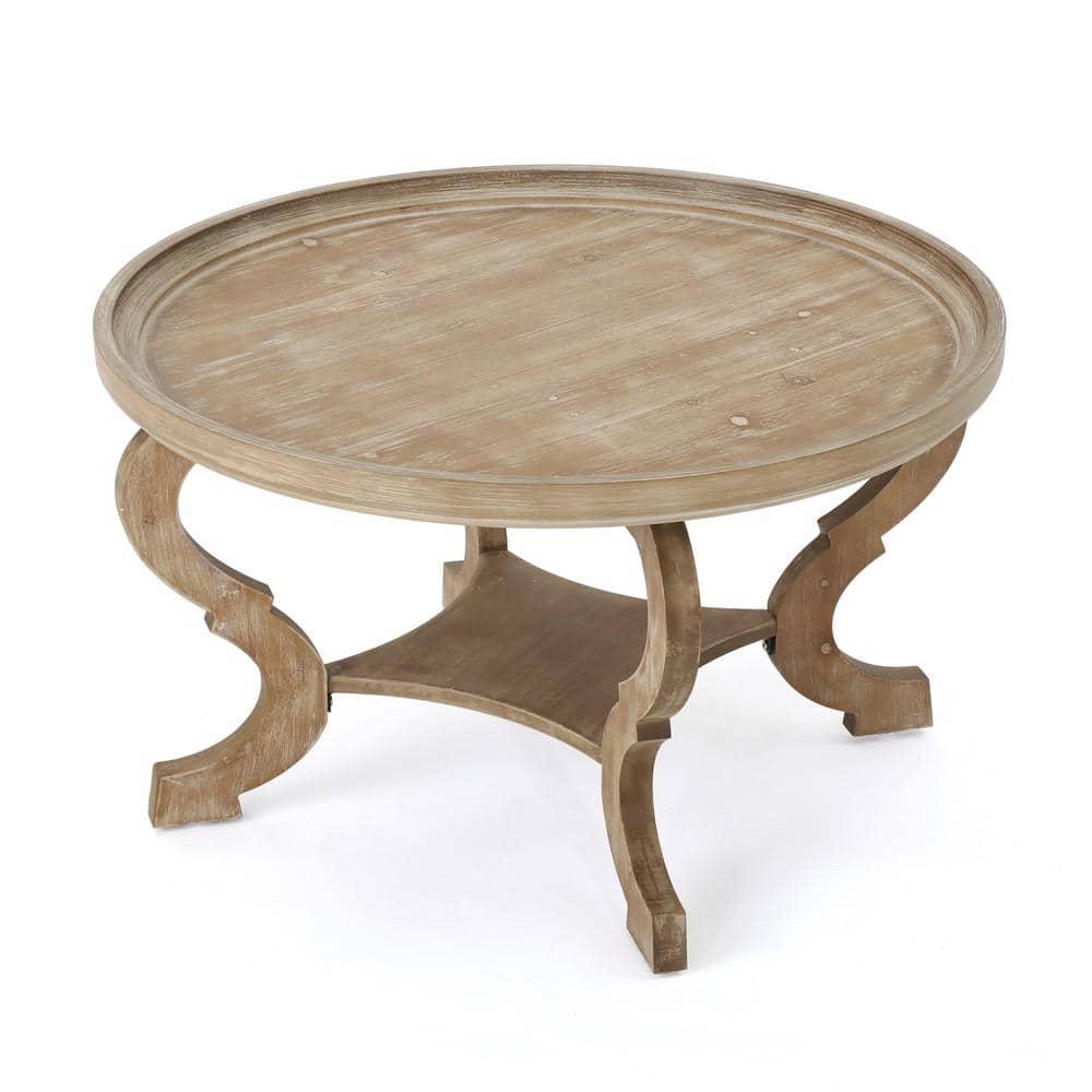Noble House Shelton Faux Wood Circular Coffee Table, Nature