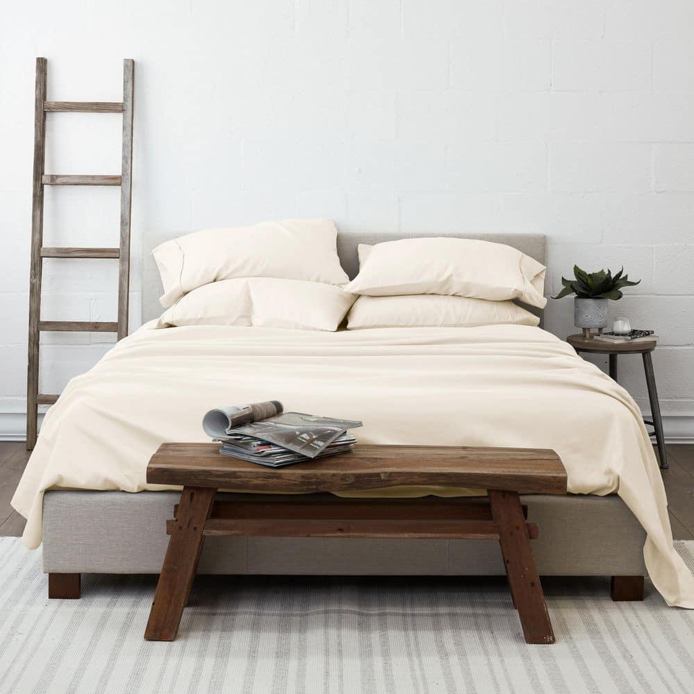 Ivory Full Double Brushed Microfiber 4-Piece Sheet Set