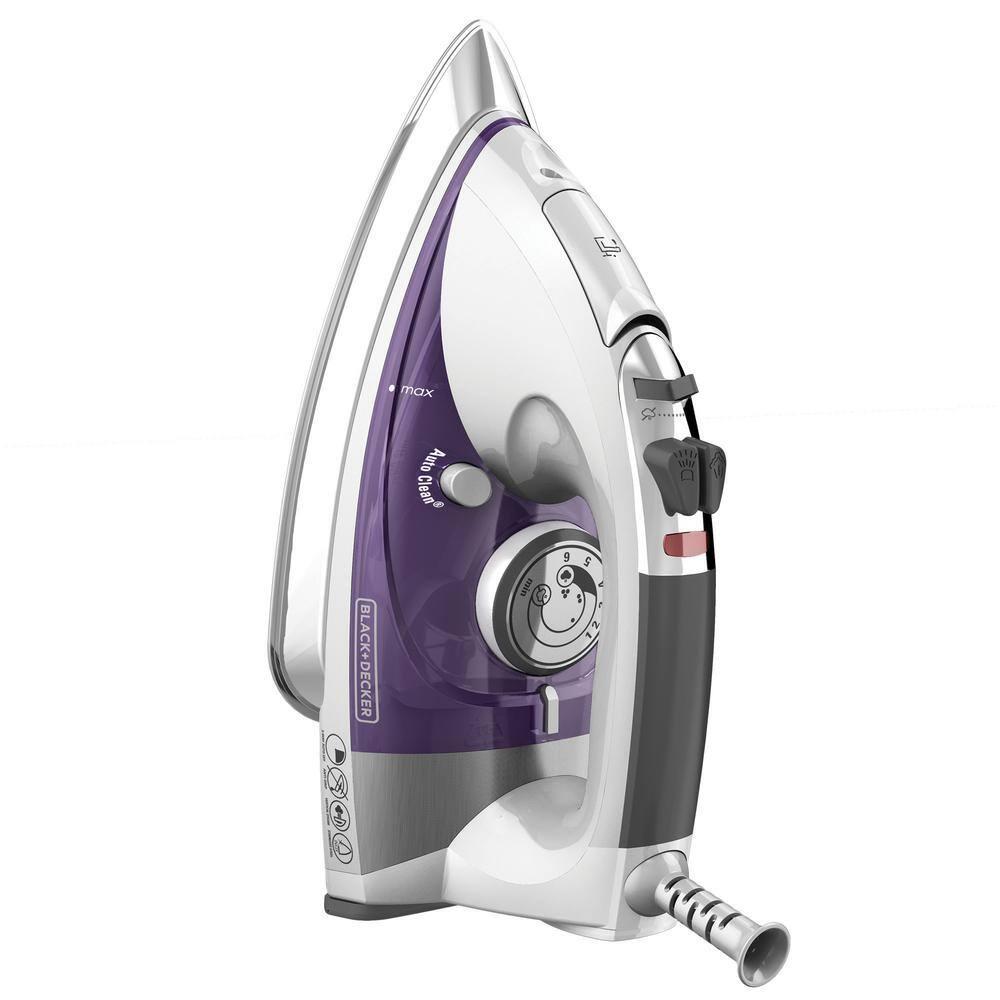 BLACK+DECKER IR1350S Professional Steam Iron with Stainless Steel Soleplate and Extra-Long Cord, Purple