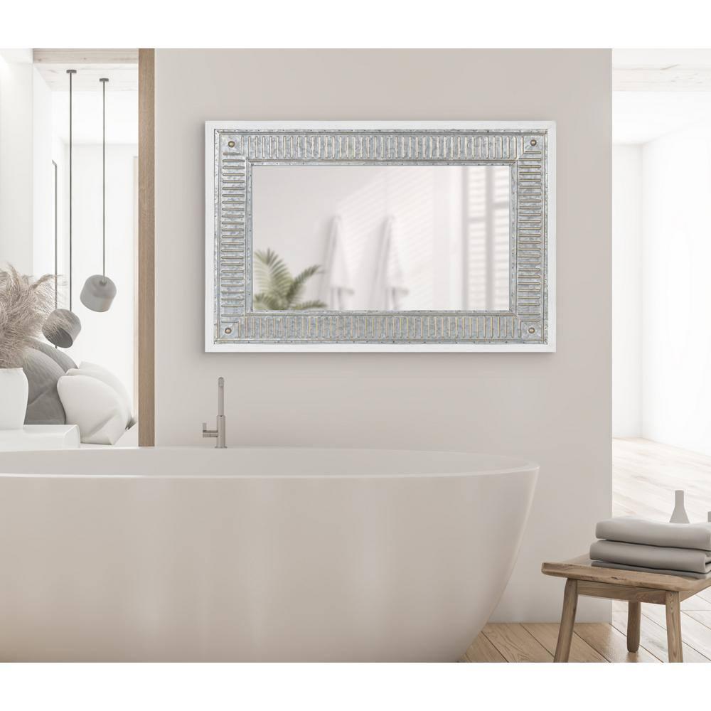 20" x 29.7" Deely Rectangle Wall Mirror White - Kate & Laurel All Things Decor: Modern Style, No Assembly, Wood Frame