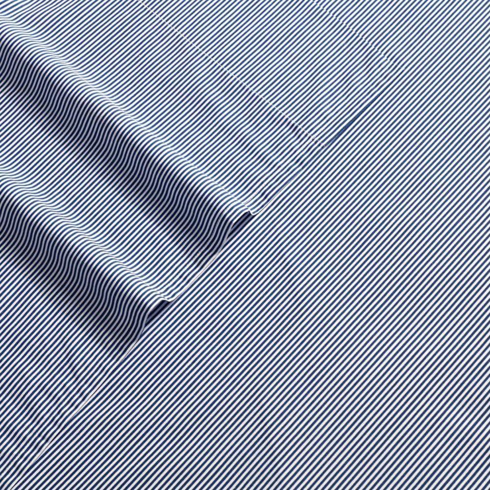 Nautica - King Sheet Set, Lightweight & Breathable Cotton Percale Bedding Set with Matching Sham(s), Crisp & Cool Bedding Essentials, Oeko-Tex Certified (Penny Pinstripe Navy, King)