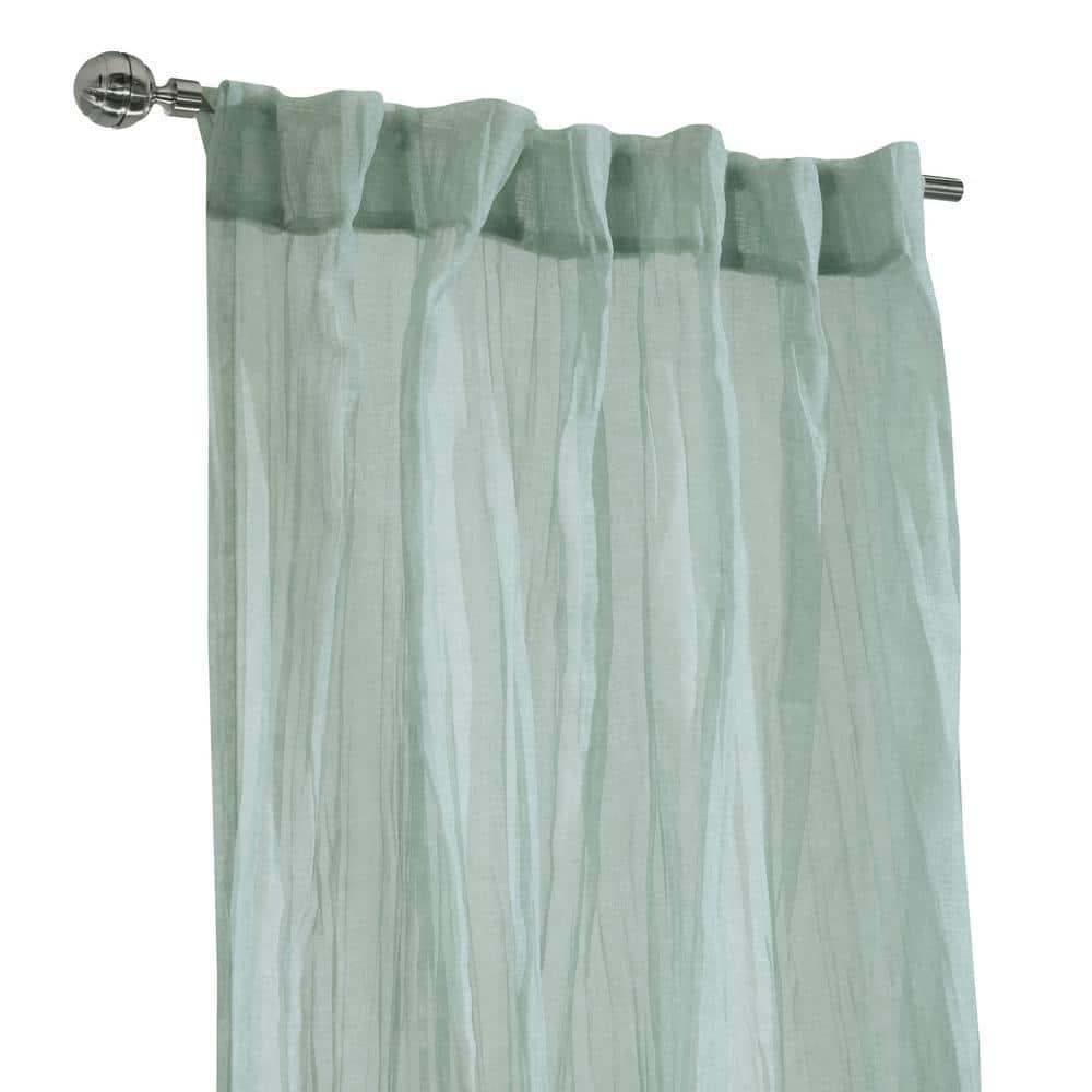 Habitat Paloma Sheer Dual Header Stylish and Functional Curtain Panel 52" x 84" Pale Thyme