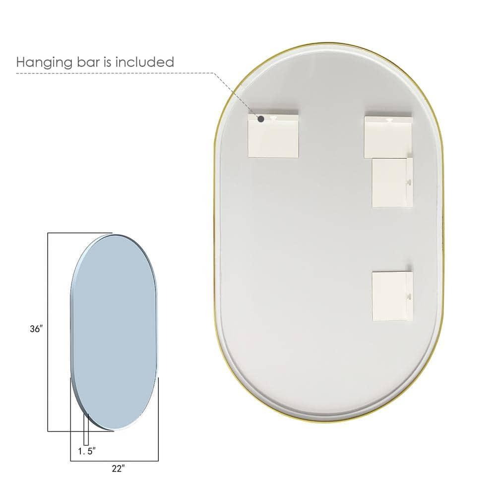 Ispra 36" Oval Bathroom/Vanity Brushed Gold Aluminum Framed Wall Mirror