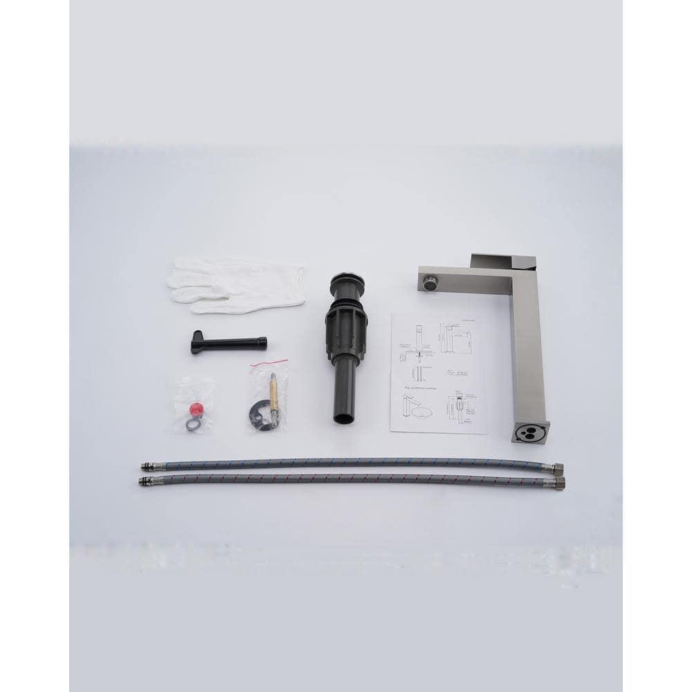 High Arc Single Handle Single Hole Bathroom Faucet With Drain Kit