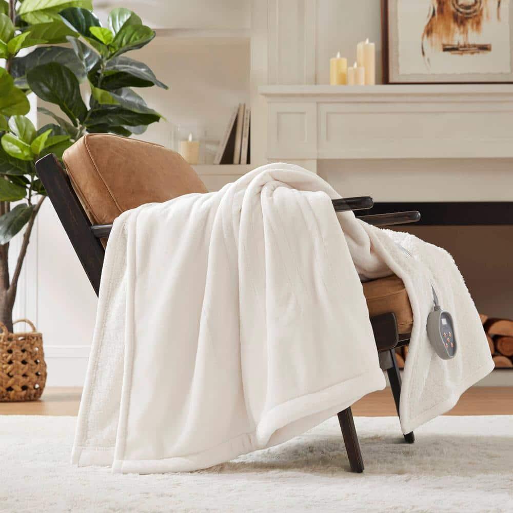 Woolrich Woolrich Heated Plush to Berber Ivory Blanket Queen