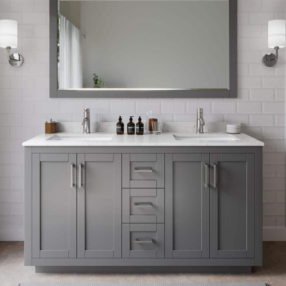 Wyndham Collection Miranda 60" Freestanding Double Bathroom Vanity with Cultured Marble Top