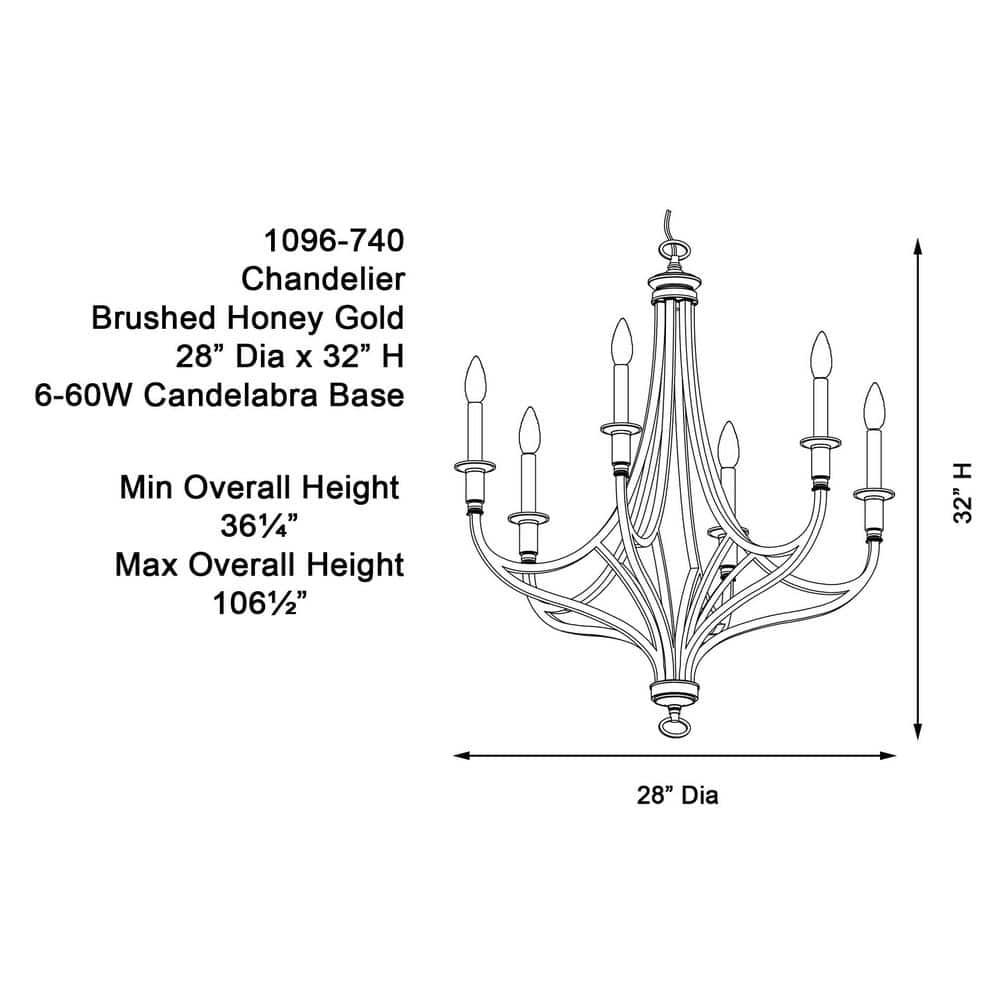 Minka Lavery Brushed Honey Gold Chandelier 28" Wide Modern 6-Light Fixture for Dining Room House Foyer Kitchen Entryway Bedroom