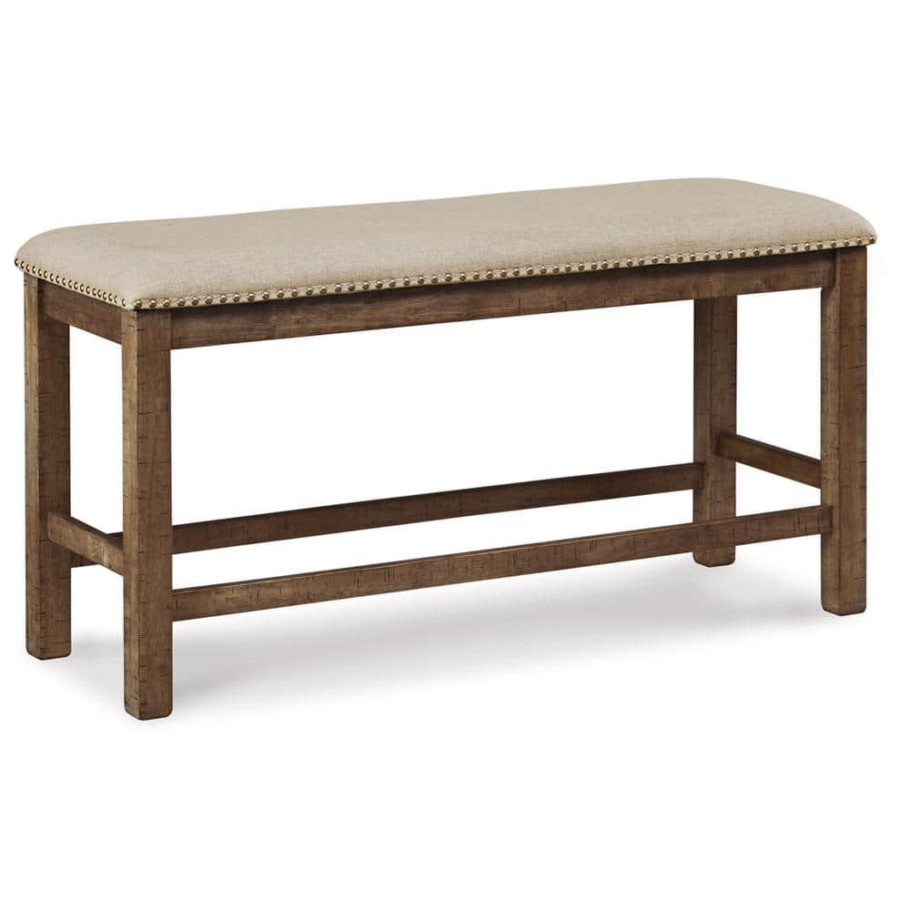 Signature Design by Ashley Casual Moriville Counter Height Dining Bench  Beige