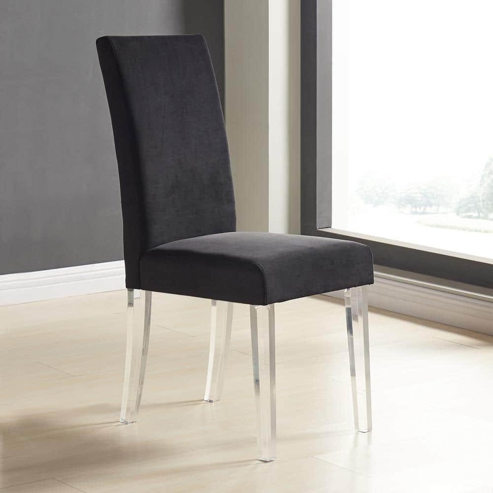 Dalia Modern and Contemporary Dining Chair in Velvet with Acrylic Legs (Set of 2)