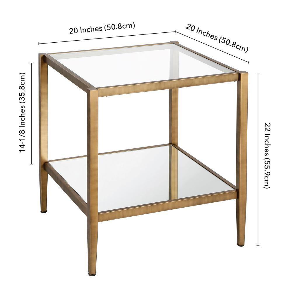 Evelyn&Zoe 20" Brass Metal/Glass Side Table
