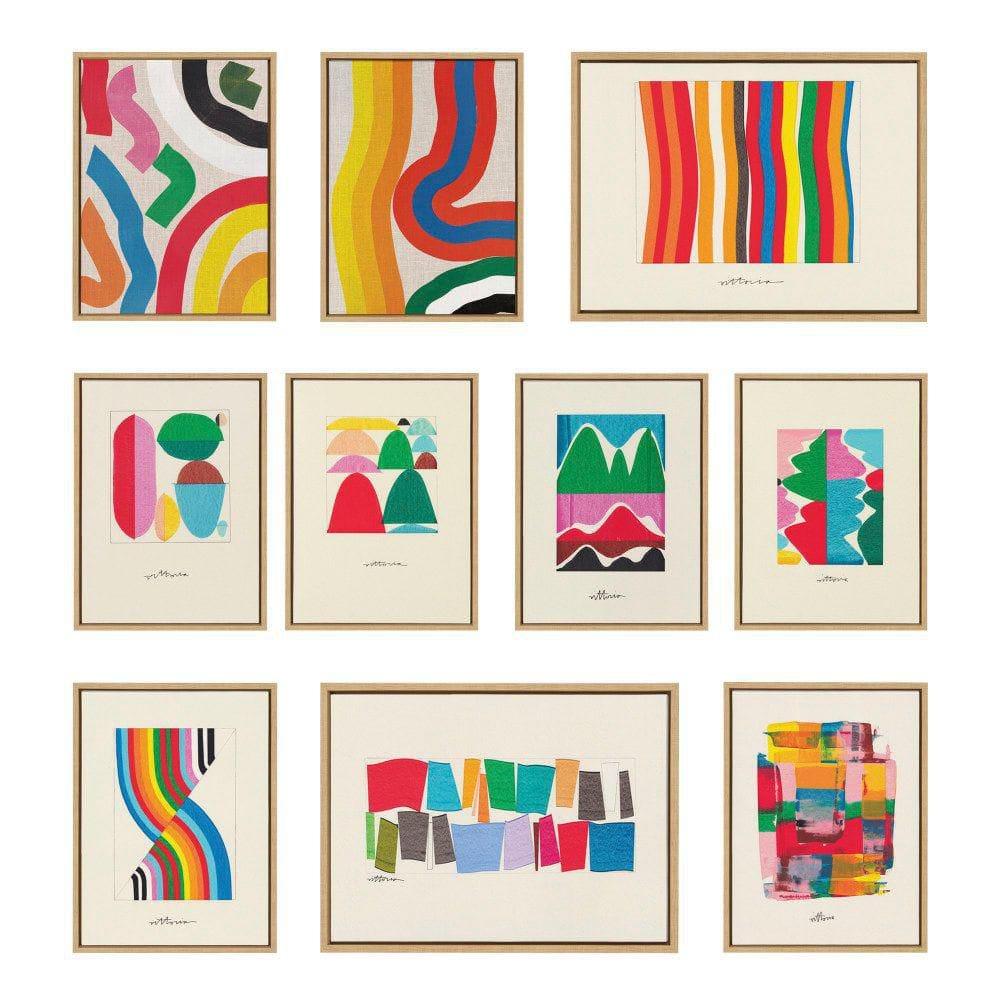 Kate and Laurel Sylvie Embrace The Excess Framed Canvas Wall Art by Amber Vittoria, 18x24 White, Modern Abstract Colorful Geometric Art for Wall Decor