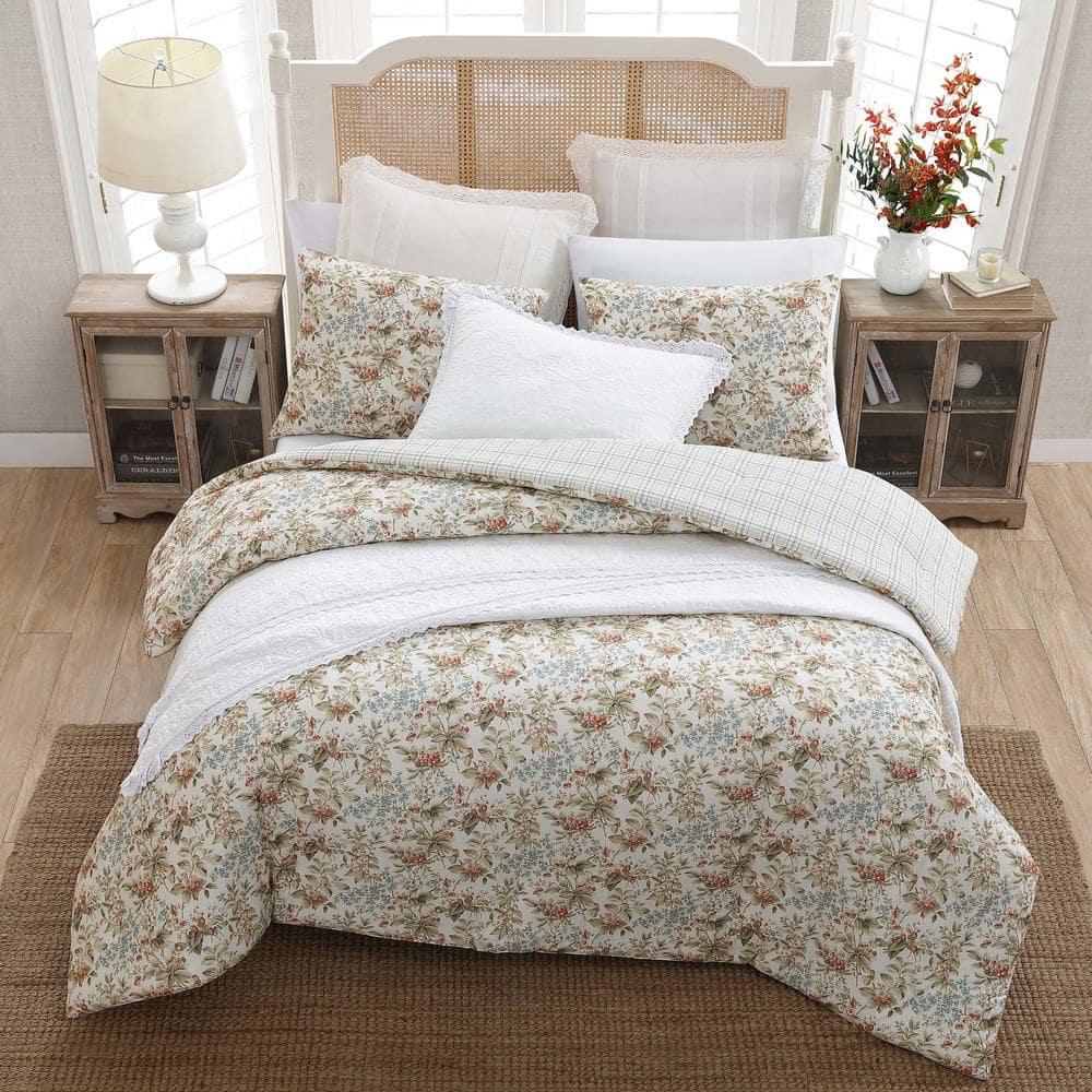 Laura Ashley Laura Ashley Bramble Floral Cotton Reversible Comforter Set