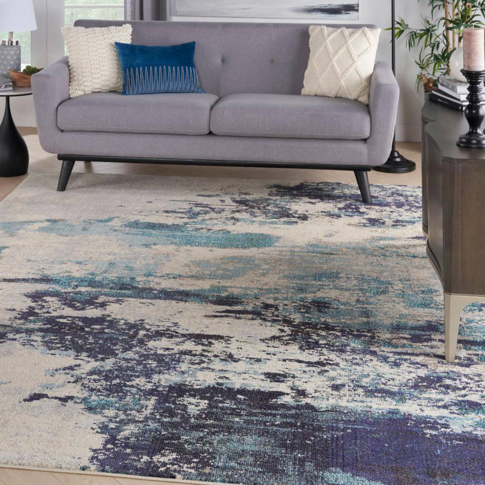 Nourison Celestial CES02 Ivory/Teal Blue Area Rug 7'10" x 10'6"
