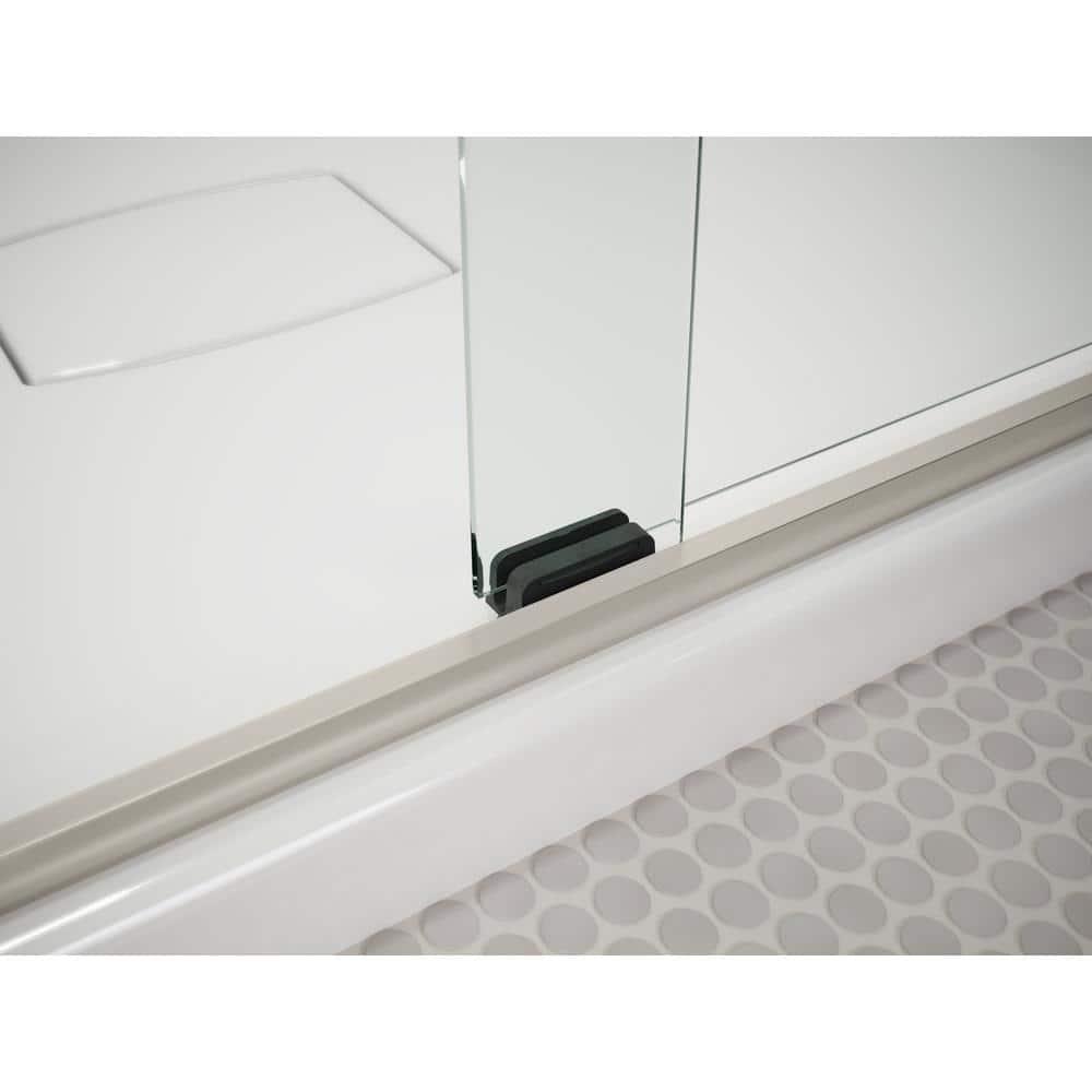 Pleat Frameless Sliding Shower Door, 79-1/16 In. H X 54-5/8 - 59-5/8 In. W, With 5/16 In. Thick Frosted Glass