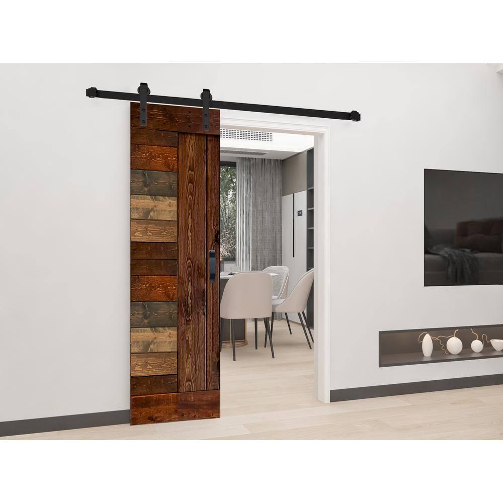 IsLife L Series Paneled Solid Wood Sliding Barn Door with Installation Hardware Kit -Assembly Needed