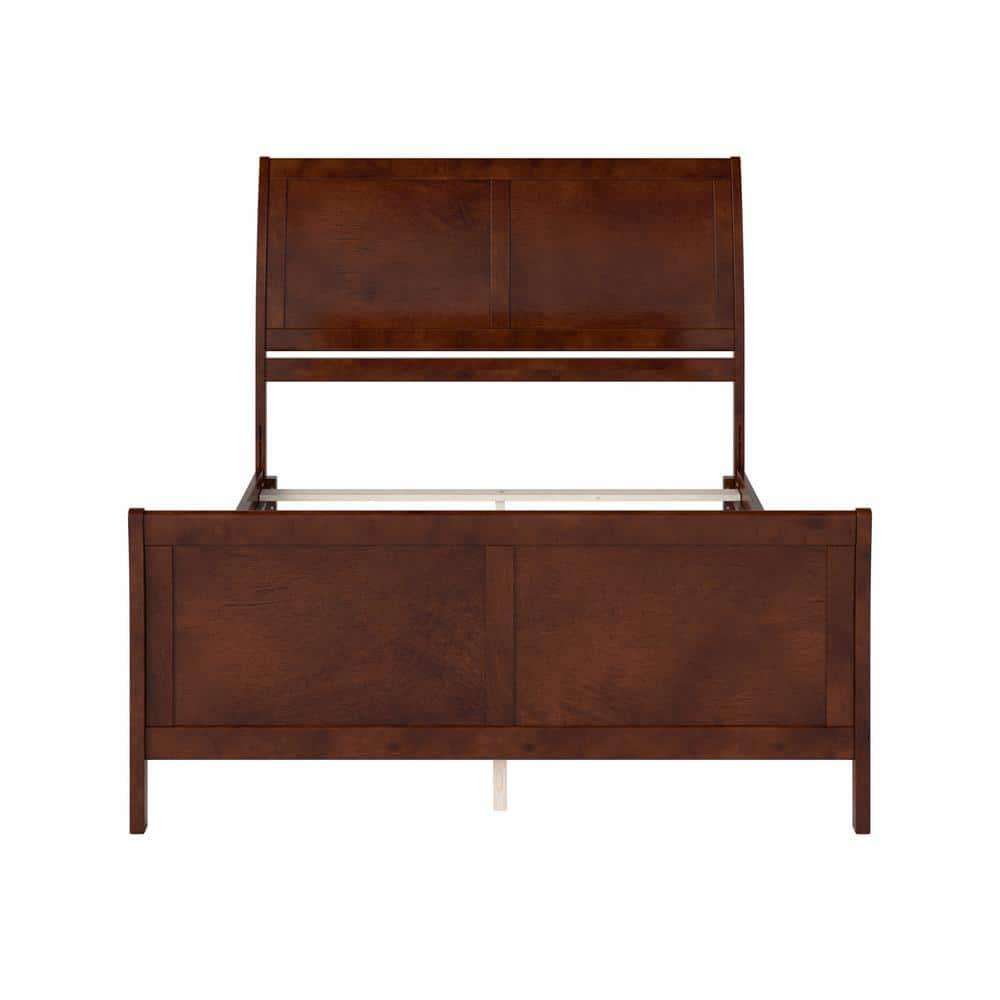 Portland Queen Wood Foundation Bed with Matching Footboard in Walnut