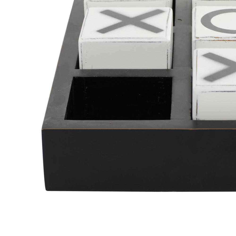 14" Contemporary Wooden Tic Tac Toe Sculpture Black - Olivia & May: MDF Tabletop Game Set