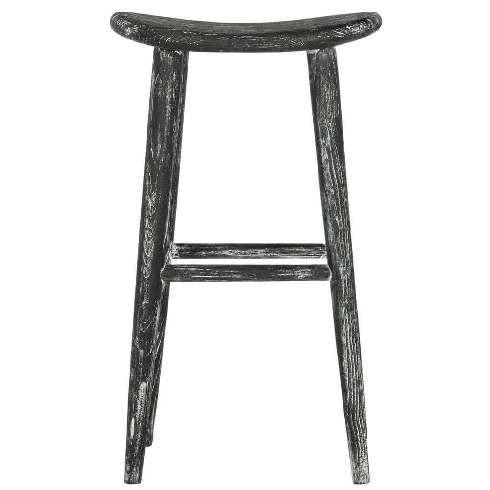 Colton Wood Bar Stool - BST1001 - Black/White Wash/Sungkai Wood - Safavieh