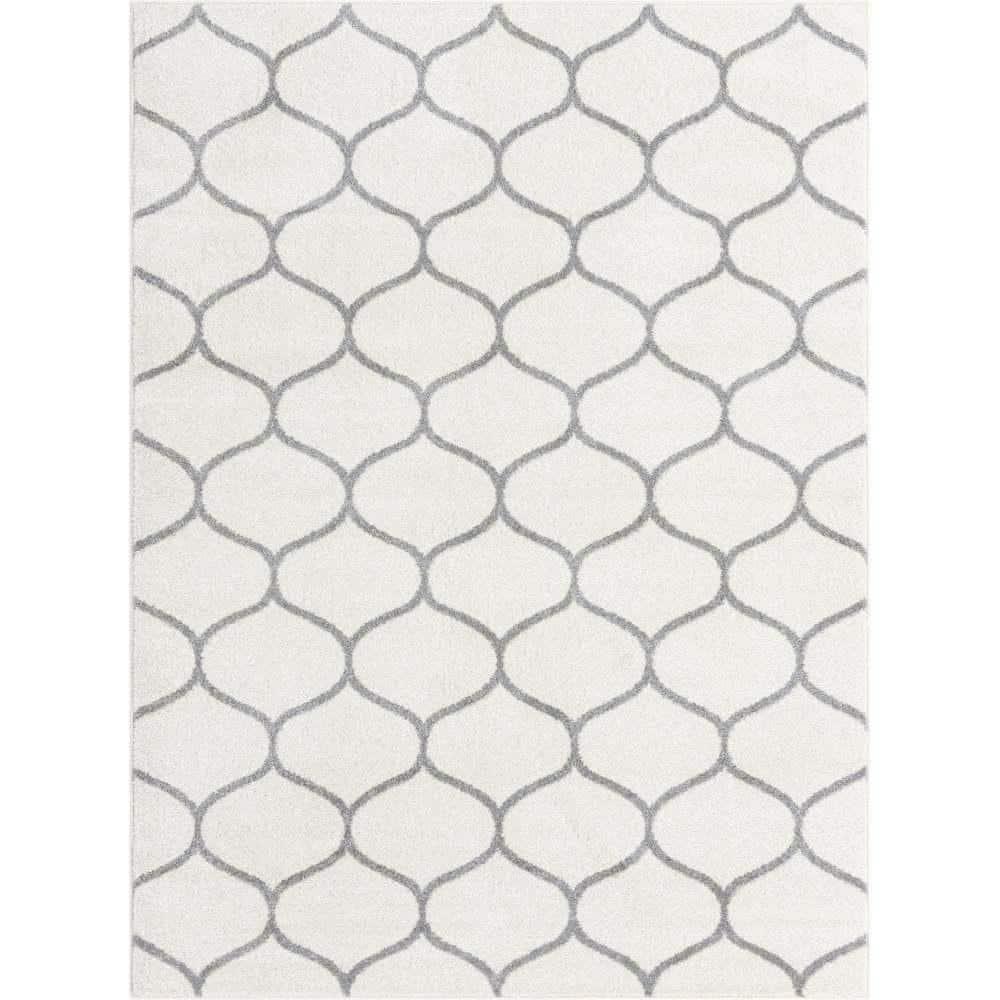 Unique Loom 9' 0 x 12' 0 Trellis Frieze Rounded Ivory Area Rug