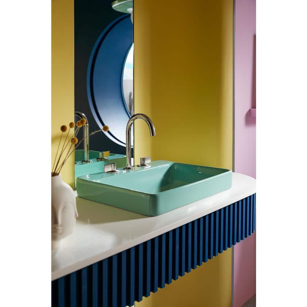 Vox® Vitreous China Rectangular Vessel Bathroom Sink with Overflow