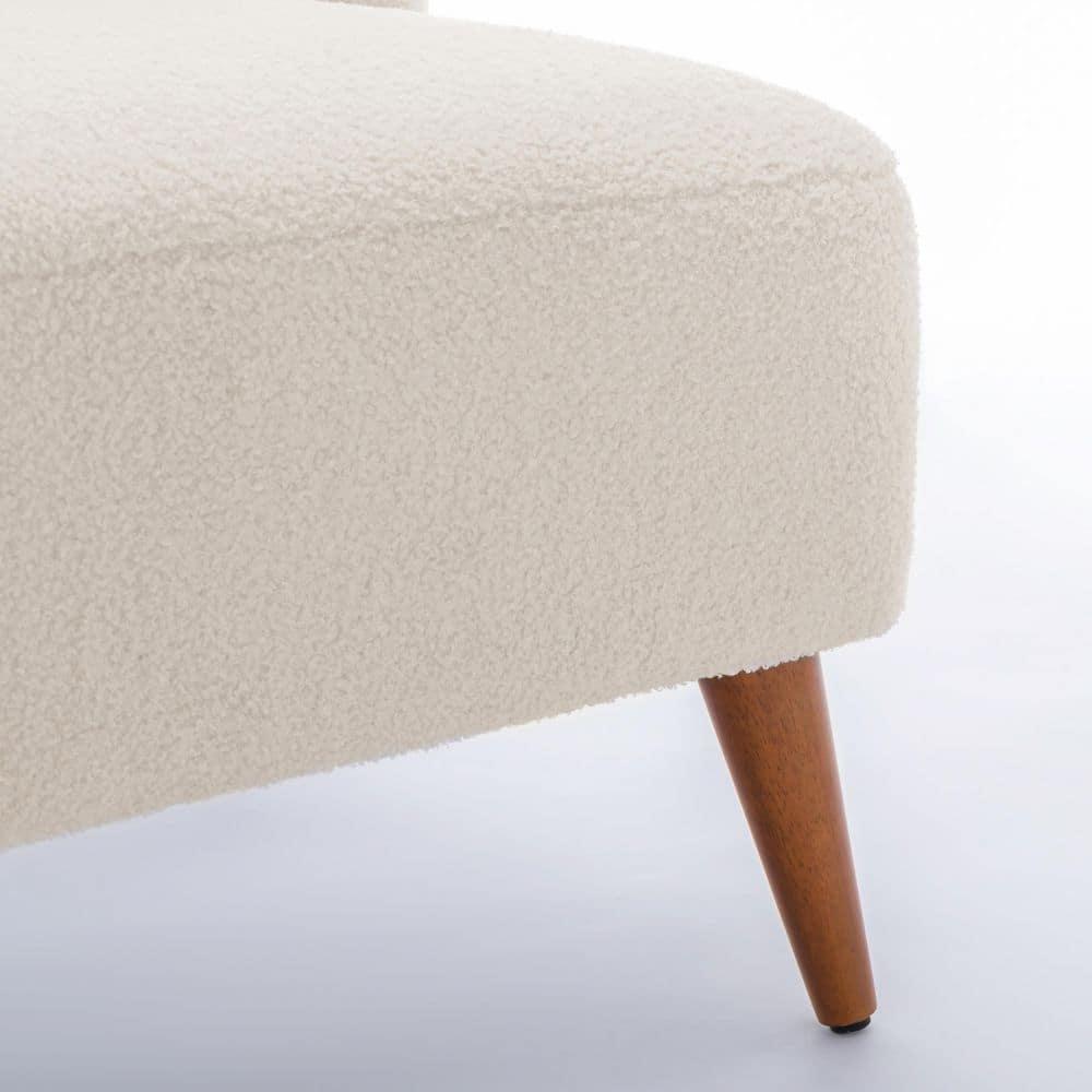 Comfort Pointe Vesper Boucle Accent Chair Milky White: Armless, Wingback, Wood Legs, Foam Cushion