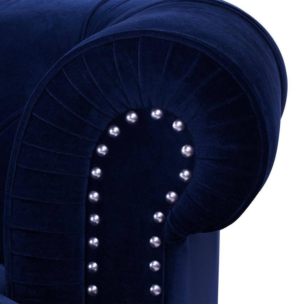 Jennifer Taylor Home La Rosa 84" Victorian Chesterfield Living Room Tufted Sofa Couch, Navy Blue