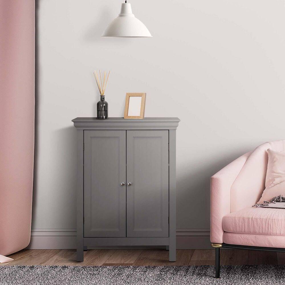 Teamson Home Stratford Contemporary Freestanding Bath Storage Cabinet Gray : Microfiber, Machine Washable, Non-Slip Backing