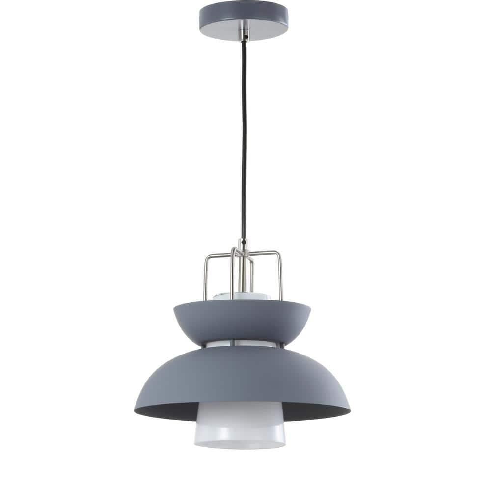 Paul 11" Farmhouse Metal LED Pendant, Gray