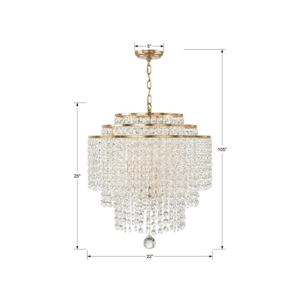 Crystorama Lighting Gabrielle 6 - Light Chandelier in  Antique Gold