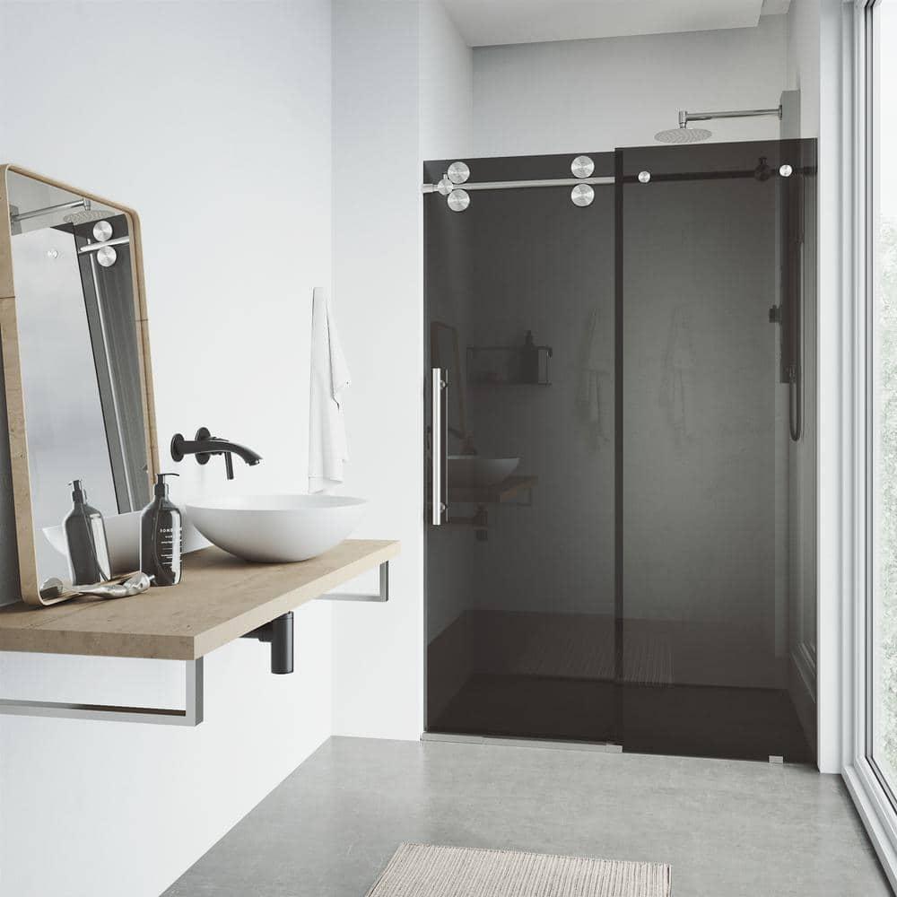 Elan 56-60" W x 74" H Sliding Frameless Shower Door with 3/8" Tinted Glass