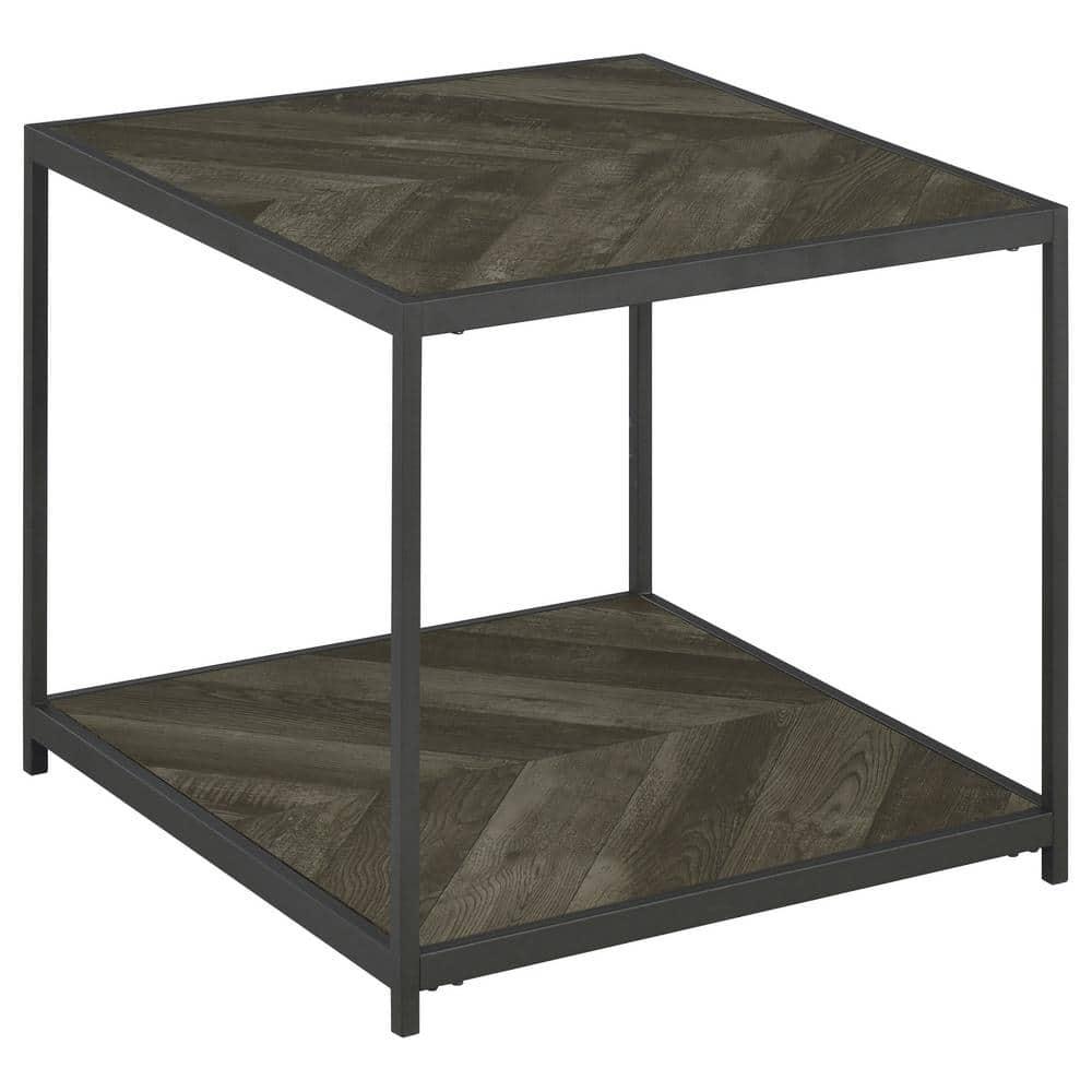 Beckley Wood End Table Gray Herringbone/Black - Coaster