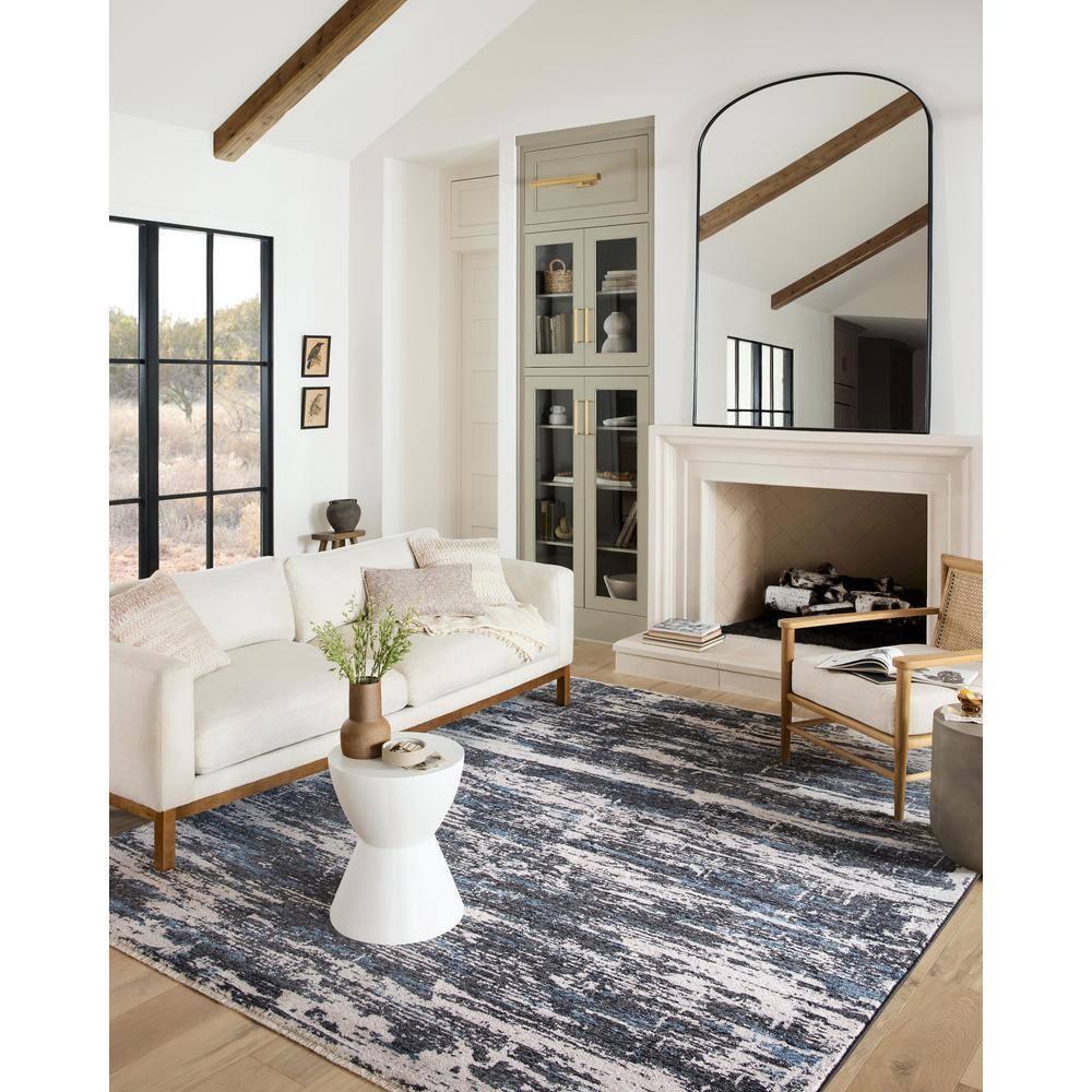 Loloi II Abstract Machine Woven Rectangle 5'3" x 7'9" Polypropylene Area Rug in Charcoal/Dove