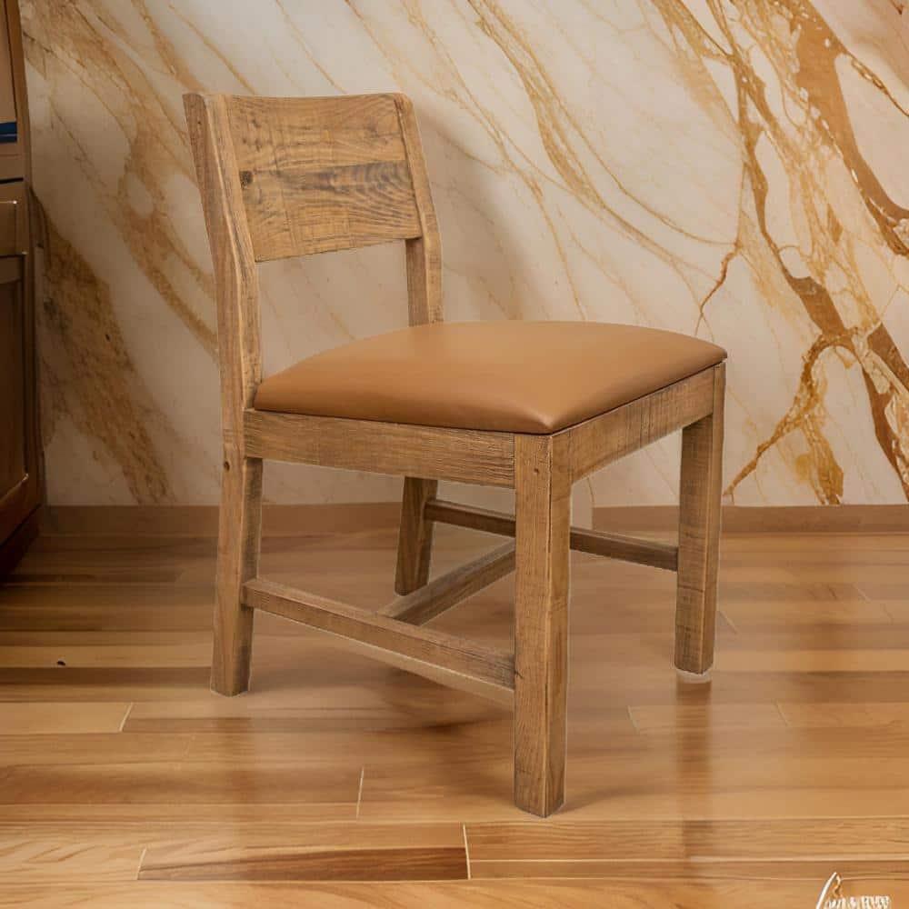 International Furniture Direct Tulum Solid Wood Chair With Upholstered Seat (Set of 2)