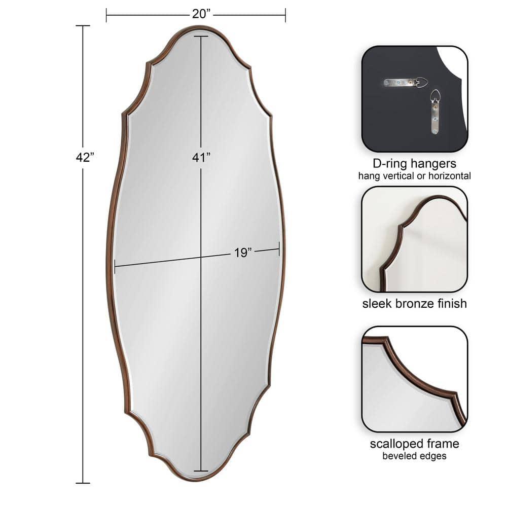 Kate and Laurel Leanna Scalloped Oval Wall Mirror, 20x42, Bronze