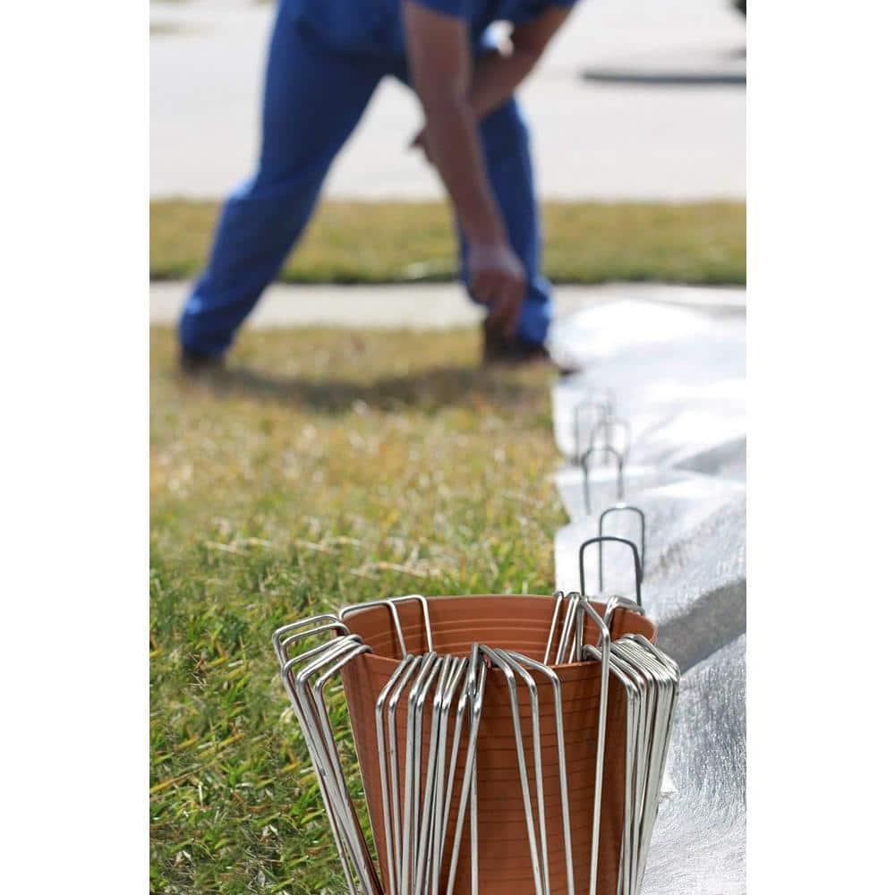 Ashman Online, Garden Landscape Staples Ground Stakes Pins, Silver Color, SOD Staples, 200 Count Heavy Duty & Anti Rust