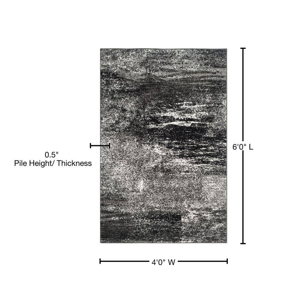 SAFAVIEH Adirondack Rudyard Abstract Area Rug, Silver/Black, 4' x 6'