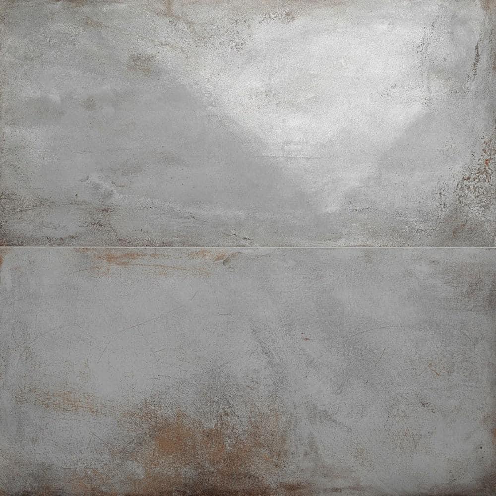 Large Format 23.62" x 47.24" Semi-polished Cement Look Porcelain Floor and Wall Tile