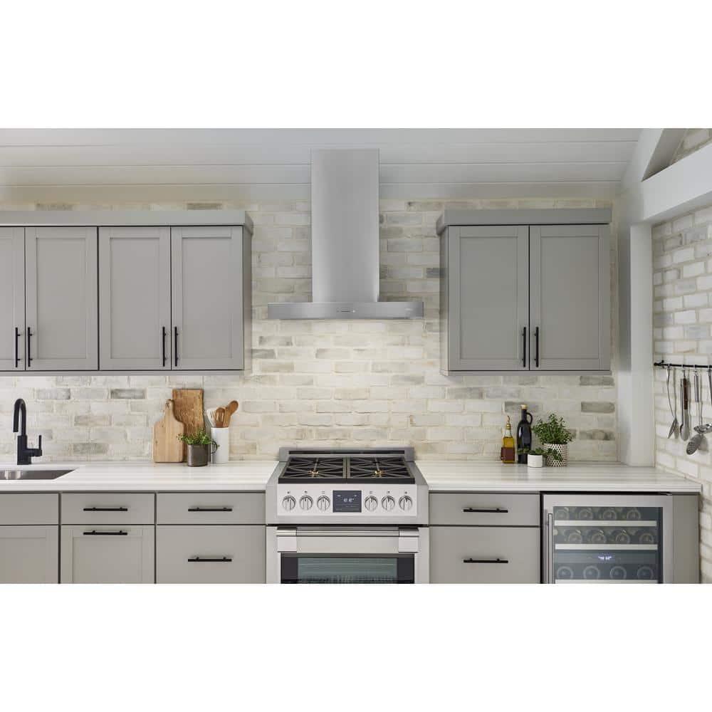Zephyr 36" Roma 600 CFM Convertible Wall Mount Range Hood in Gray with Nightlight