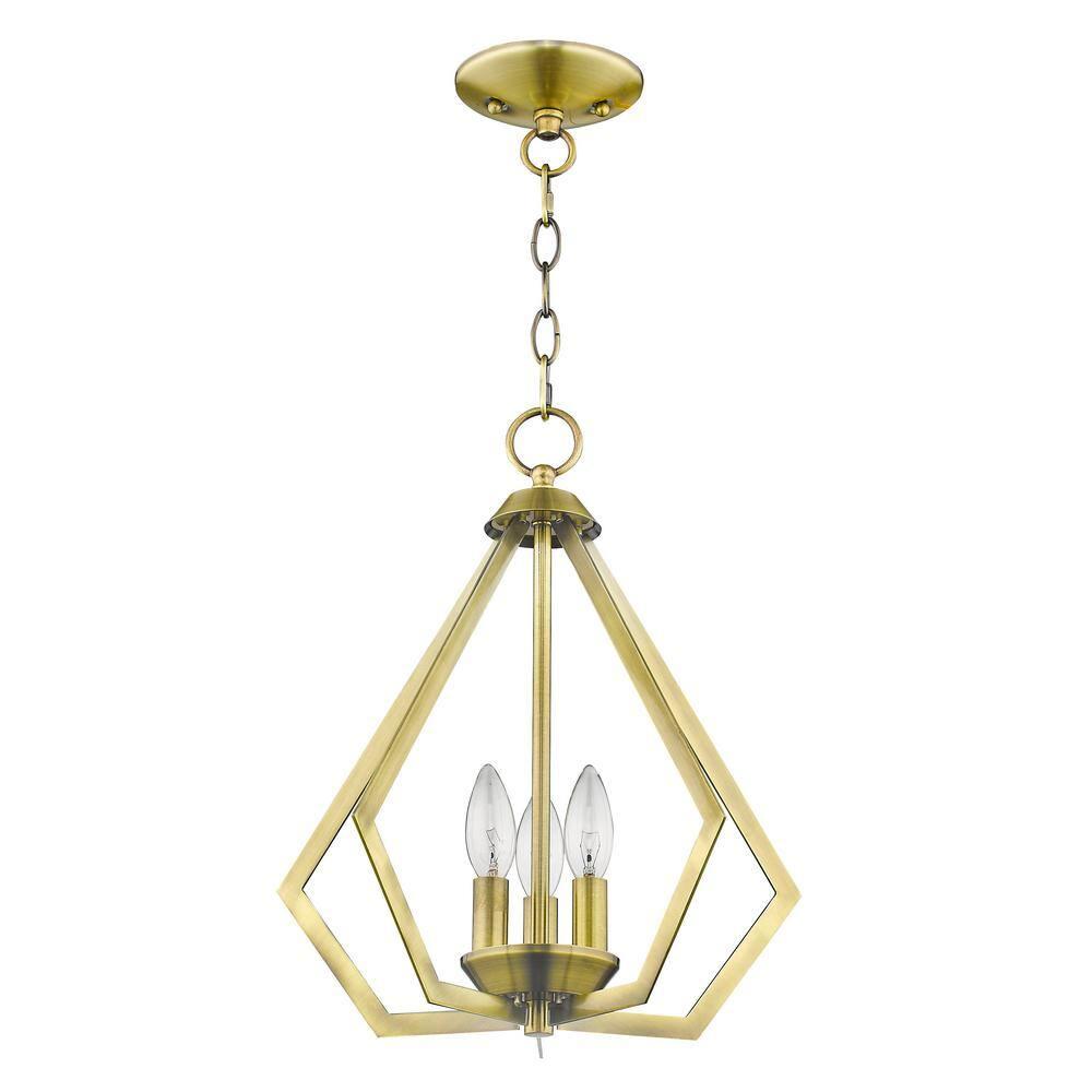 Livex Lighting Prism 3 - Light Chandelier in  Antique Brass
